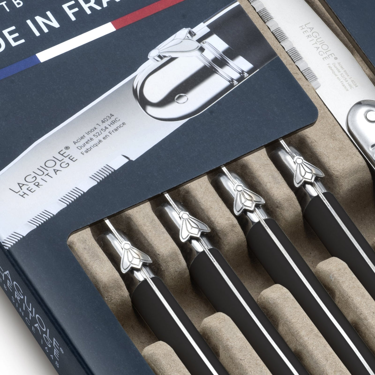 Laguiole Heritage® Steak Knives - Access Series - Black Handle - Set of 6